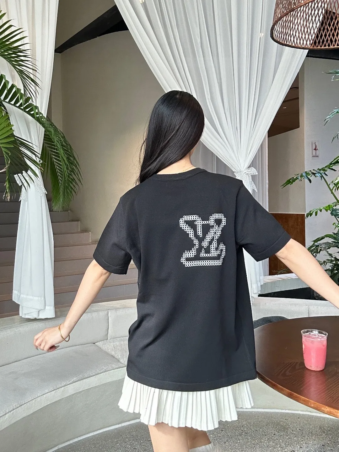 Louis Vuitton/Louis Vuitton front and back jacquard large logo knitted short sleeves